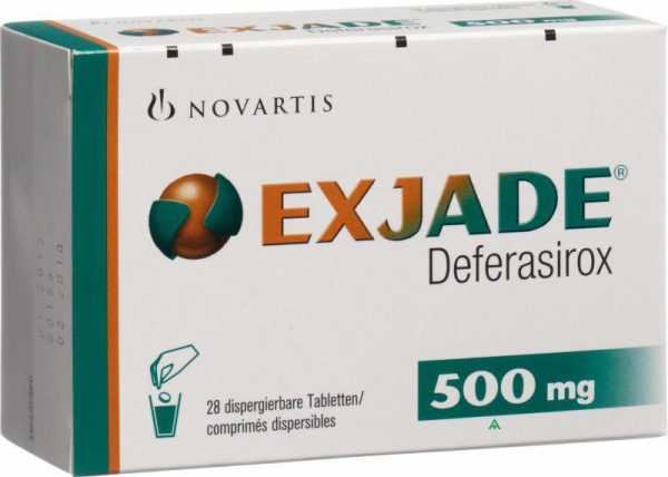 Exjade (deferasirox) 500 mg 28 dispersible tablets, original (Novartis, Switzerland)