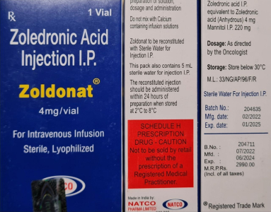 Image - Zoldria (zoledronic acid) 4 mg/5 mL concentrate for infusion (India)
