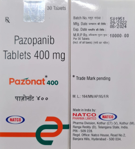 Image - Votrient, Pazopanib 400 mg,30 tablets, generic (India)