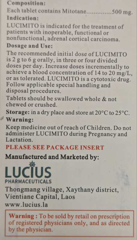 Лизодрен (Lysodren, Митотан) 500 мг 100 таб, генерик