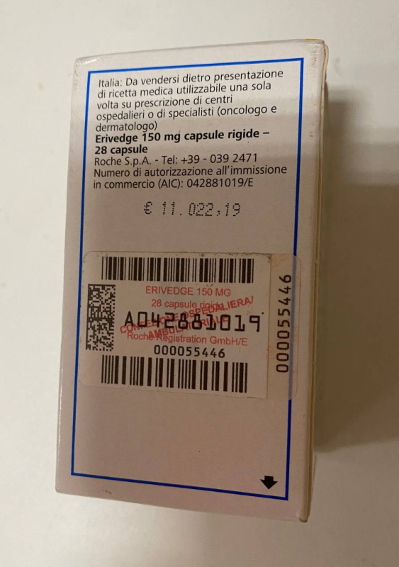 ЭРИВЕДЖ / ERIVEDGE 150 MG 28 CAP.(Vismodegib / Висмодегиб) ROCHE