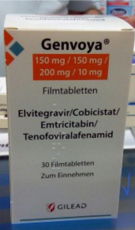 Genvoya (elvitegravir 150 mg / cobicistat 150 mg / emtricitabine 200 mg / tenofovir alafenamide 10 mg) 30 tablets (Gilead Sciences)