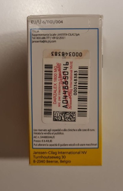 ДАРЗАЛЕКС , DARZALEX 1800 MG (Daratumumab / Даратумумаб) JANSSEN